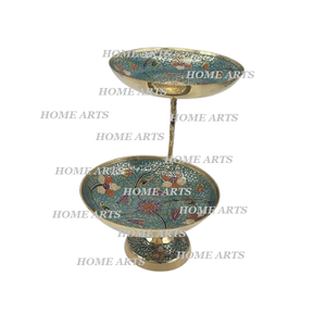 Handmade 2 <b>Tier</b> Brass <b>Cake</b> <b>Stand</b> Customized Size Round Shape <b>Cake</b> Chocolates <b>Stand</b> At Cheapest Price - Product Image 1