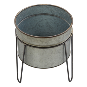 Jardinera rústica de hierro galvanizado, maceta de metal con soporte para su jardín interior/exterior - Product Image 2