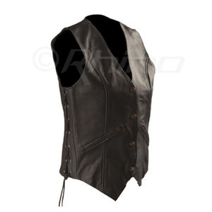 CUERO GENUINO DE ALTA CALIDAD DISEÑO PERSONALIZADO BIKER MOTOCICLETA CHALECO NUEVOS HOMBRES DE CUERO DE VAQUERO MOTO - Product Image 2