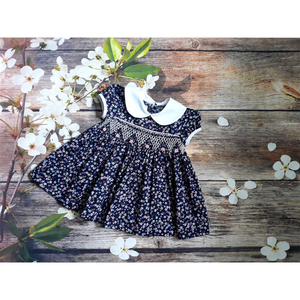 Custom Boutique Children Stripe Cotton Girls Smocked Dresses for Export in Bulk - Product Image 1