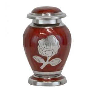 Urna de cremación de latón de estilo americano hecha a mano, decoración de cenizas conmemorativas de madera con estampado de rosas, suministros funerarios coloridos para adultos - Product Image 5