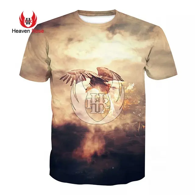 Nieuwe Herenmode Vogel Die In De Bomexplosie Vliegt, Plaats Mannen Sublimatie T-Shirt Comfortabel Ademend Digitaal Bedrukt Shirt