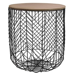 Table basse à tambour en métal avec rangement pour meubles décoratifs de bureau et de salon à la maison - Product Image 5