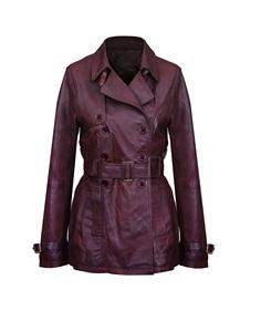 Chaqueta de motociclista para mujer, Chaqueta con botones y cinturón de cuero de oveja, color rosa y marrón, todos los colores, hecha en paquistaní - Product Image 1