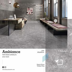 Azulejo de suelo Beige blanco de 600x600mm Azulejos de cerámica de porcelana esmaltada pulida de cuerpo completo para suelo - Product Image 4