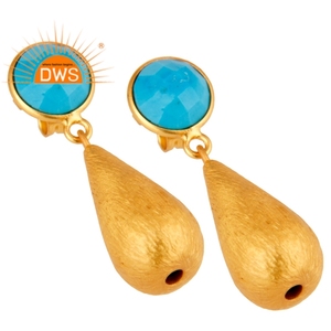 Pendientes de plata de ley con gema Natural de matriz turquesa, pendientes de gota de lágrima para mujeres, fabricante de joyería - Product Image 2