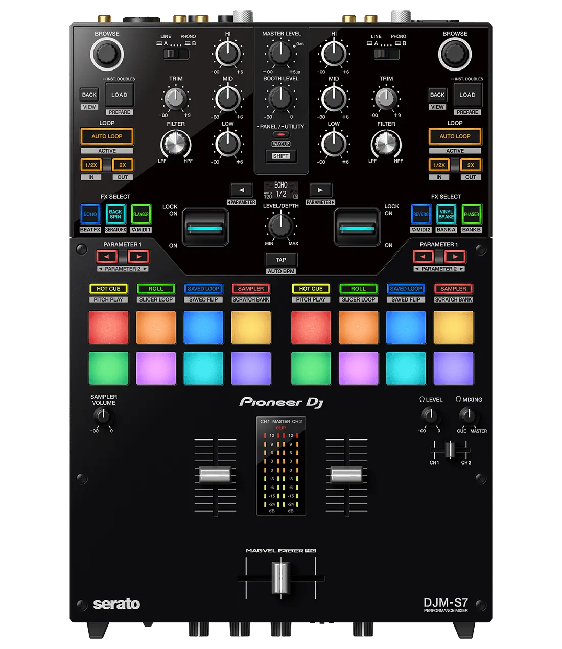 Pioneer DJ DJM-S7 - 2 canali DJ Mixer TOP nuovo con doppia interfaccia Audio USB, 16 prestazioni 120V AC 3 anni CN;GUA 90db