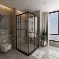 Cabine de douche carrée sans cadre de luxe personnalisée en usine avec design côtier, plateau en ABS, verre de 6 mm, garantie 1 an