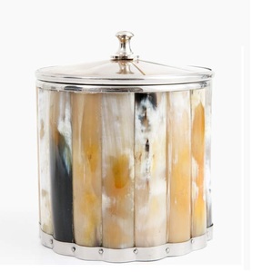 Goth — seau à glace intérieure en verre, bac à glace en forme de corne de cowboy, couleur d'os naturelle, incrustation de corne de vache, seau, meilleure vente - Product Image 5