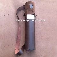 Sacoche de tir à l'arc Lather pour arc classique avec poche et sangle, couleur beige, Majid Impex Mi-1119, chasse et tir à l'arc