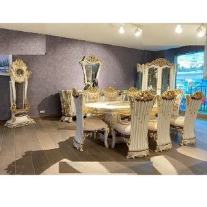 Juego de muebles lujosos de comedor de estilo persa, mesa de comedor de lujo tallada en madera exclusiva, juego de muebles para comedor - Product Image 1