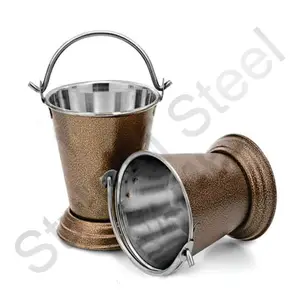 Cubo para glaseado de patatas fritas, accesorios de cocina, minicubo de acero inoxidable martillado, olla de presentación de comida simple de Metal