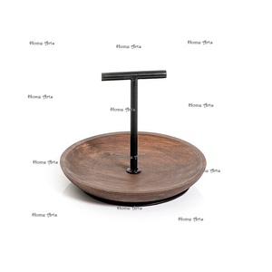 Serviteur à gâteau en fer et bois de dernière génération, qualité supérieure, forme ronde, pour la maison et l'hôtel - Product Image 1