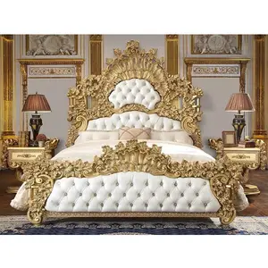 Luxury Wooden Bedroom Furniture Royal King Style Bed For Bedroom Classic Design Teak Wood Bed Furniture