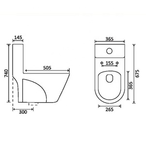 Monoblock WC ห้องน้ำเซรามิกแบบชิ้นเดียว-ราคาถูก - Product Image 6