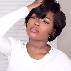 Perruque Courte Pixie Cut <span class=keywords><strong>Jennifer</strong></span> en Cheveux Humains, Bouclée, Type Bob Pixie, Perruque en Dentelle pour Pixie Cut - Product Image 1