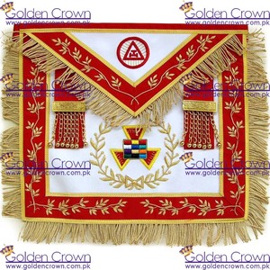 ผ้ากันเปื้อนหนังลายพระราชมหาปุโรหิตมาโซนิกเย็บด้วยมือลายปัก - Product Image 3