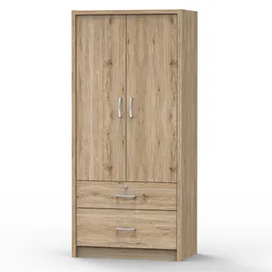 ไม้2ประตู2ลิ้นชักใหญ่แขวนพื้นที่อเนกประสงค์ตู้เสื้อผ้าสำหรับห้องนอนมาเลเซียทำเฟอร์นิเจอร์1276
