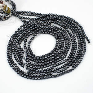 Cuentas Redondas Lisas de Hematita Negra Natural de 3.5mm, Tira de 16 Pulgadas, por Ishu Gems - Product Image 3