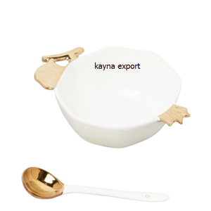 ชามตกแต่งผีเสื้อสีขาวและสีทอง - Product Image 4