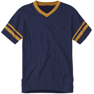 100% algodón y poliéster de alta calidad, Camiseta estampada de gran tamaño con cuello en V para hombre, color sólido - Product Image 3