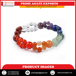 Chakra Stones Bracelet de pierres précieuses extensible à double ligne Cadeau d'affaires fait à la main au prix de gros des exportations Prime Agate - Product Image 4