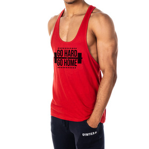 New Arrival Custom Made Men's Gym Stringer Vest <b>Red</b> Sleeveless Tank with Hood Collar Custom Printing Prices - Product Image 5