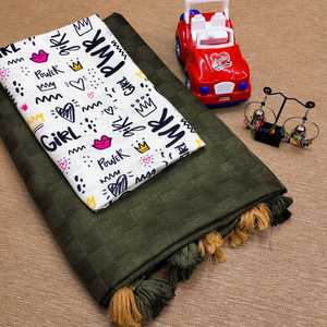 ผ้าไหมสาลี่ปอกระเจาหนา,เสื้อส่าหรีพร้อมผ้าฝ้ายทอและวิจิตราผ้าไหมแท้พิมพ์ลายดิจิตอลพร้อมเครื่องประดับฟรี - Product Image 2