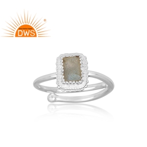 Wholesaler Handmade <b>Ring</b> Woman's Jewelry Supplier Rectangular Cut <b>Labradorite</b> Gemstone Fine 925 Sterling Silver <b>Ring</b> Jewelry - Product Image 2