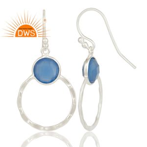 Pendientes de Calcedonia azul, joyería de piedras preciosas para niñas, venta al por mayor, Pendientes colgantes de plata 925 para mujer, regalo para ella - Product Image 2