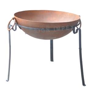 Look Vintage forme ovale grand Kadai avec deux poignées fabriqué en Inde à la main affichage extérieur foyer stand grand bol de cuisson - Product Image 5