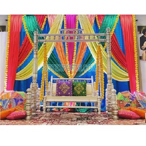 Handmade Silver Sankheda Wedding <b>Swing</b> <b>Set</b> Stunning Stage Decoration Exclusive Teak <b>Wood</b> for Weddings - Product Image 1