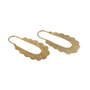 Fancy Design Women's Unisex Wedding Party Gift Jewelry Geometric Matte Finished Gold Plated <b>Hoop</b> <b>Earrings</b> - Product Image 2