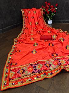 Saree en soie Dola avec chemisier pièce pour femmes indiennes, vêtement de mariage à bas prix, vente en gros de vêtements Surat - Product Image 6