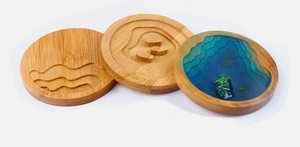 Top <b>round</b> antique wood and resin coaster wholesale manufacturer antique design handmade resin inlay wood coaster supplier - Product Image 5