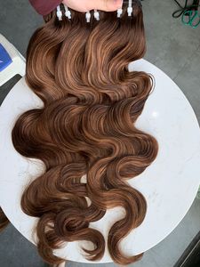 Extensions de cheveux Remy vietnamiens, lots de cheveux humains ondulés Ocean Wavy, trame machine, couleur teinte - Product Image 4