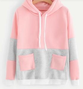 Venta al por mayor de alta calidad comodidad de algodón 80 algodón 20 poliéster cuello alto bordado Color liso cuello redondo mujeres sudaderas con capucha - Product Image 1