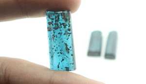 Belle mousse de Kyanite naturelle, 4 pièces brillantes, de qualité géniale, forme Rectangle lisse, Cabochons de pierres précieuses en vrac - Product Image 5