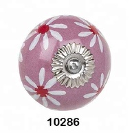 Bouton de tiroir en céramique vintage, style vintage, couleur violette, pâquerette, idéal pour garde-robe, placard de cuisine et commode, vente en gros