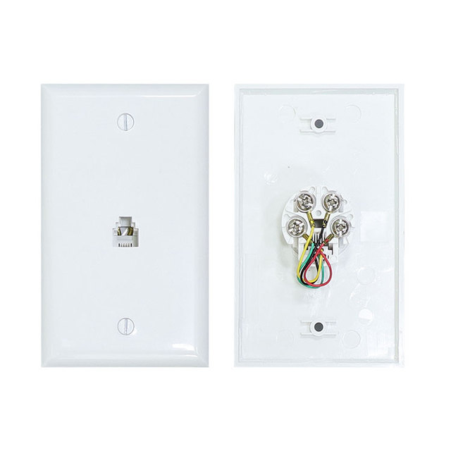 US Standard 1-Gang RJ11 6P4C High-Impact ABS Plastic Flush Mount RoHS Certified Model 226 Phone Wall Plate