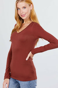 Camiseta de manga larga con cuello de pico para mujer, Camiseta básica activa de peso ligero, camisetas de manga larga con estampado personalizado - Product Image 5