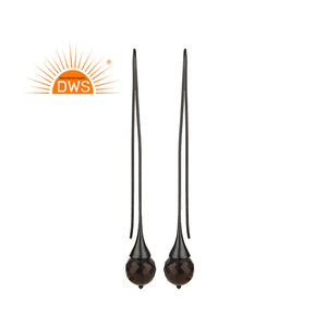 Quartz fumé naturel fait à la main pierres précieuses en argent Sterling 925 boucles d'oreilles bijoux pour femmes cadeau pour elle - Product Image 1