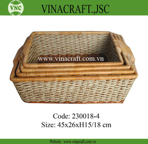 New Model Natural Seagrass Storage <b>Basket</b> Woven <b>Wicker</b> with Steel Frame for Clothing <b>Laundry</b> Sustainable and Boxed for Stocked - Product Image 6