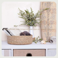 Panier de rangement multifonctionnel en jonc de mer et rotin, écologique, sur mesure, en stock, nouvelle promotion, couture en zigzag, service Vietnamien