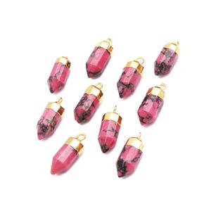 Gold Plated Synthetic Rhodonite Pencil Shape Gemstone <b>Charm</b> for DIY Necklaces <b>Bracelets</b> & Jewelry Making Findings in Bulk Supply - Product Image 3