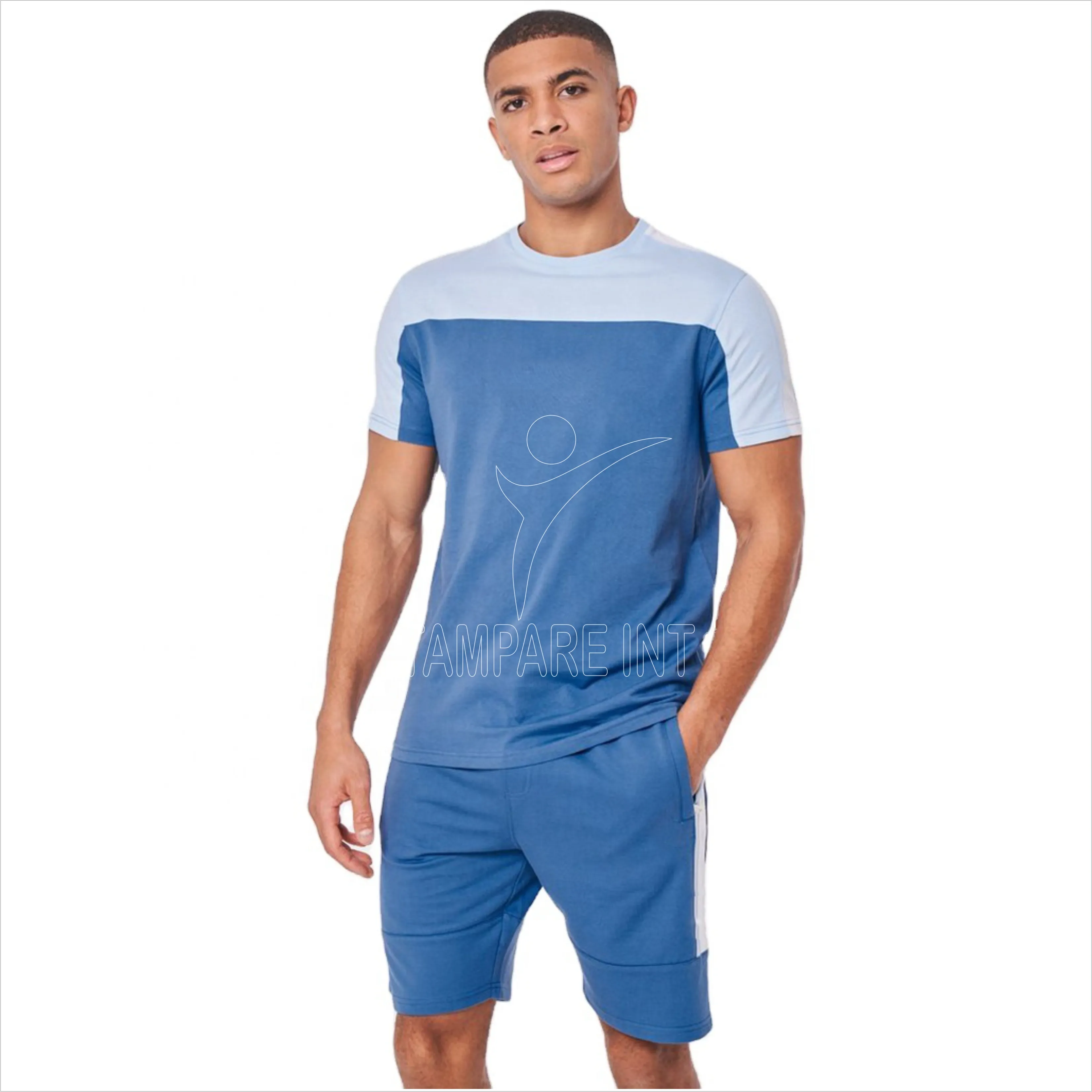 Summer Lightweight Cotton T Shirt and short Sets/ Cotton Twin Set Men with custom logo