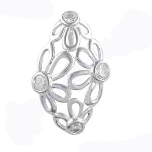 Suministro directo de fábrica, joyería fina, accesorios de boda para niñas, flor de plata, colgante de moneda de Zirconia cúbica, Plata de ley - Product Image 2