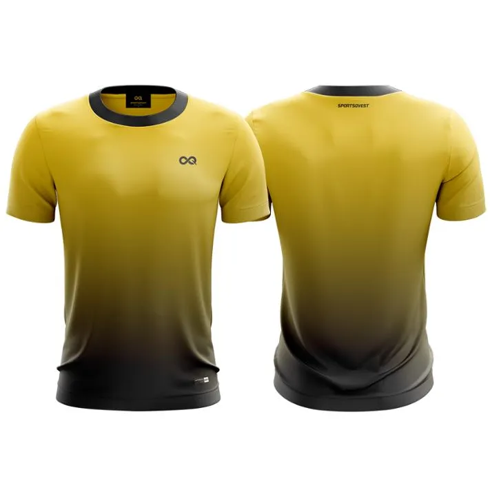 100% Polyester sublimation custom printing workout sport clothing Men Yellow & Black Round Neck Sports Tshirt for bulk orders