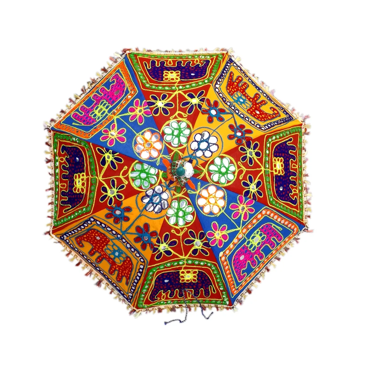 Parapluie vintage en coton indien fait à la main, qualité supérieure, parapluie décoratif traditionnel brodé