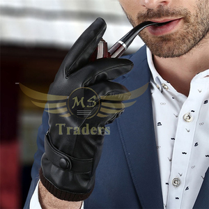 Hiver hommes peau de cerf cuir homme chaud doux couture conception hommes mitaines gants intérieur laine doublure logo personnalisé de haute qualité - Product Image 6